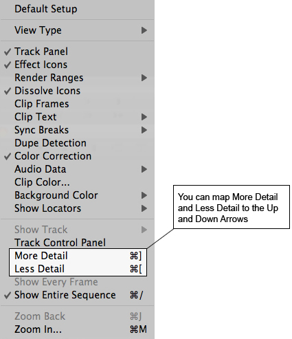 Avid UI with more detail less detail