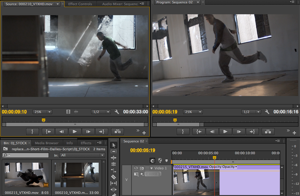 Using Replace Edit match Source Frame