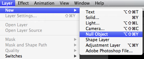Layer > New > Null Object