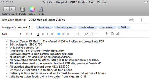 Evernote Video Editing Example