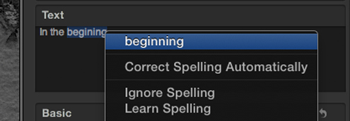 FCPX Spell Check