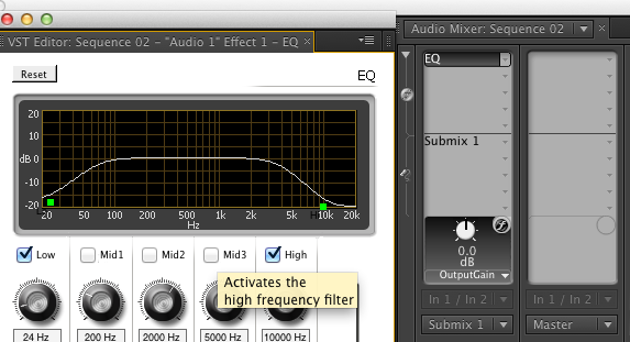 Adjusting Parameters of Audio Effect in Audio Mixer
