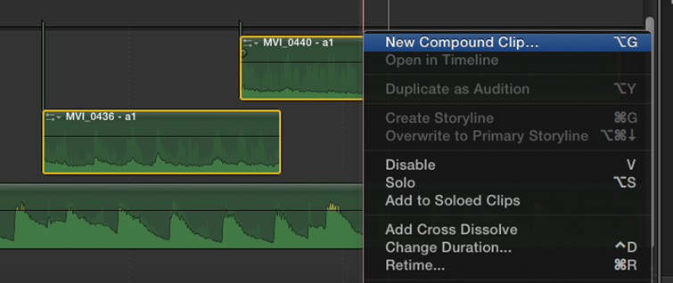 Compound Clips as Audio Tracks in Final Cut Pro X - New Compound Audio Clip