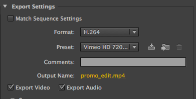 Presets in Adobe Media Encoder