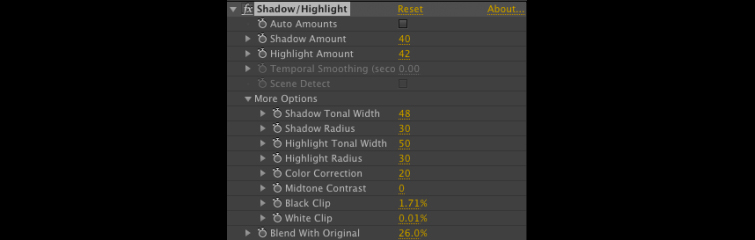 Shadow and Highlight Controls