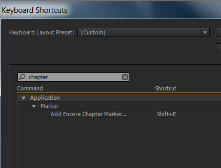 create shortcut for encore chapter marker