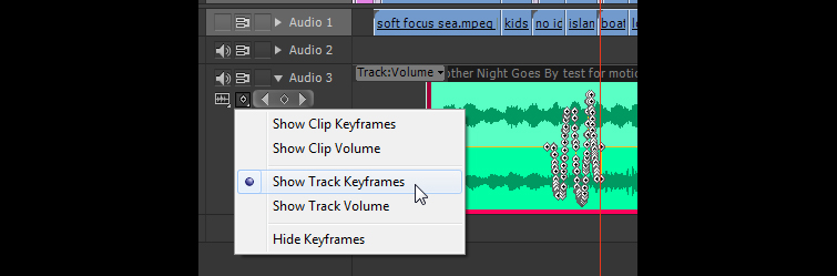 Using Premiere Pro's Audio Automation Modes - Showing Track Keyframes