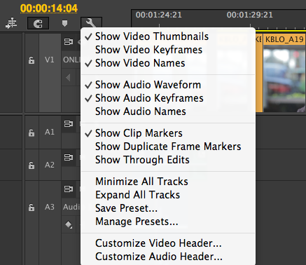 Timeline Display Settings