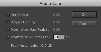 Premiere Pro audio gain