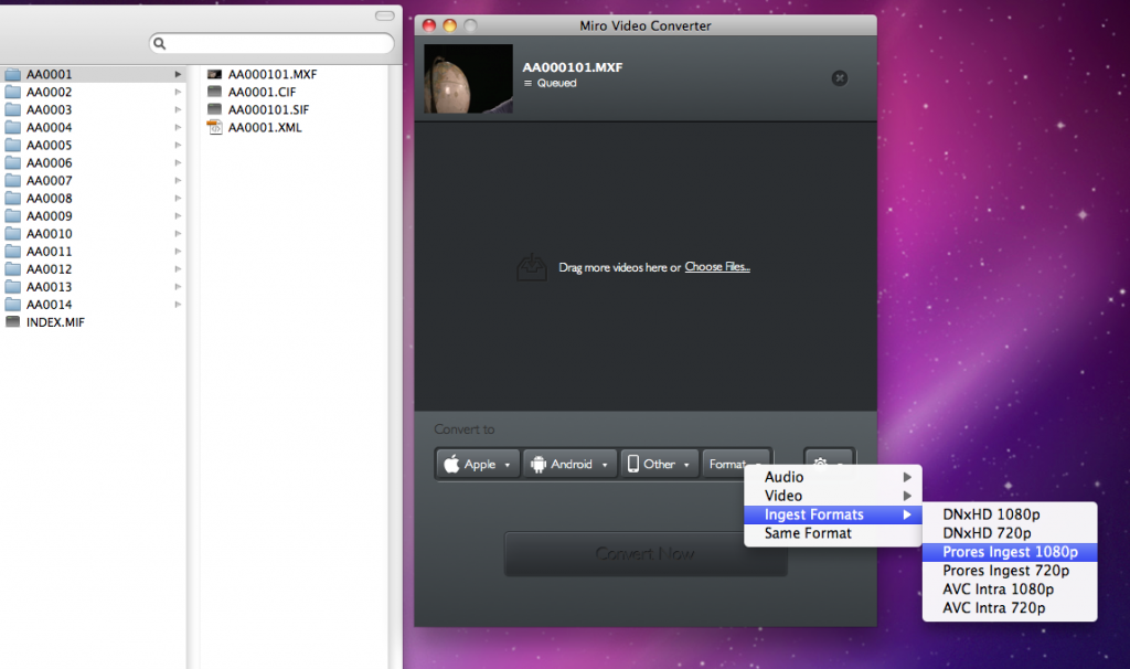how to convert c300 mxf files