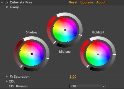 The Colorista Free settings for the above image