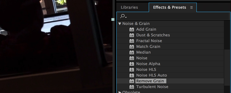 Clean up Noisy Video in Premiere Pro, Step 2.