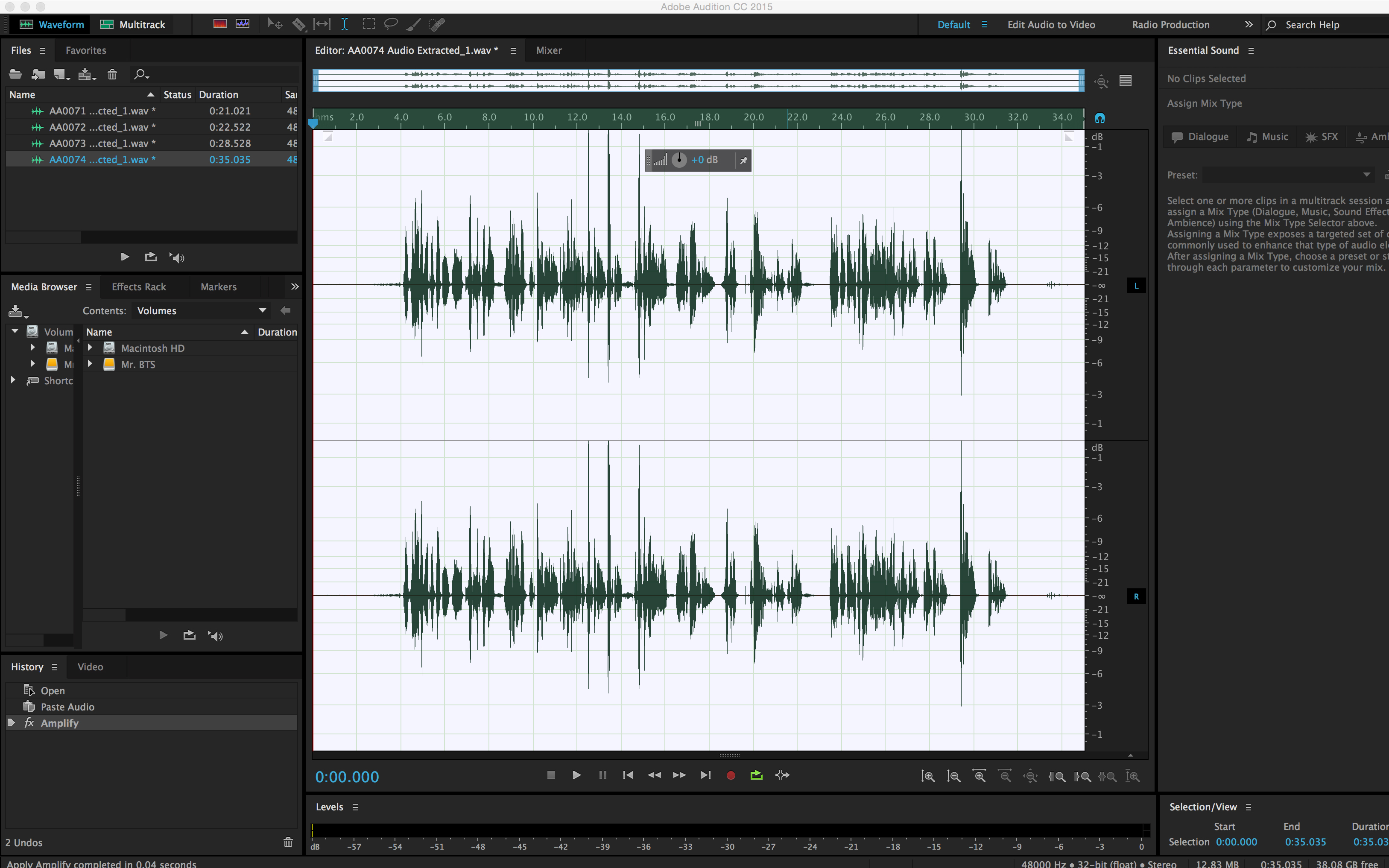 How to Simultaneously Edit Multiple Internal Camera Audio Files: Edit Audio in Adobe Audition