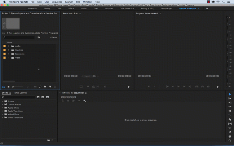 5 Tips to Organize and Customize Premiere Pro: Use Project as Template 5 Tips to Organize and Customize Premiere Pro: Use Project as Template