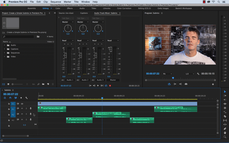 Create a Simple Submix in Adobe Premiere Pro: Create a New Audio Submix Track