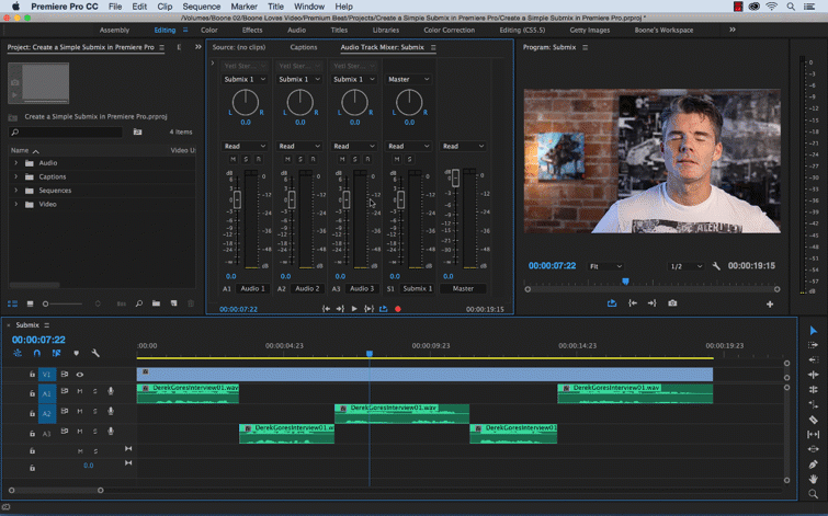Create a Simple Submix in Adobe Premiere Pro: Apply Audio and Effect Changes to Submix