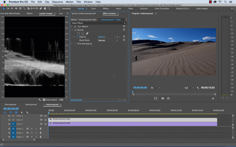 Adjusting Exposure with Blend Modes in Premiere Pro — Brighten