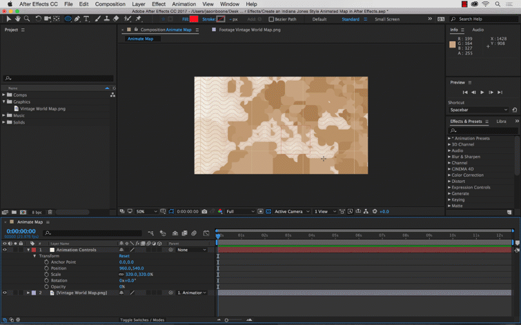 Create an Indiana Jones-Style Animated Map in After Effects — Add Location Markers