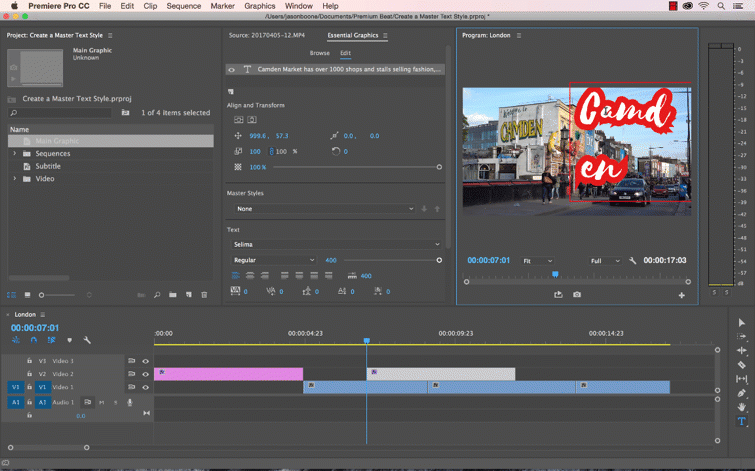 Create a Master Text Style in Premiere’s New Essential Graphics Panel — Apply Text Style