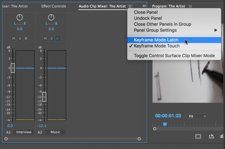 Audio Mixing in Premiere Pro's Clip Mixer — Automation Mode