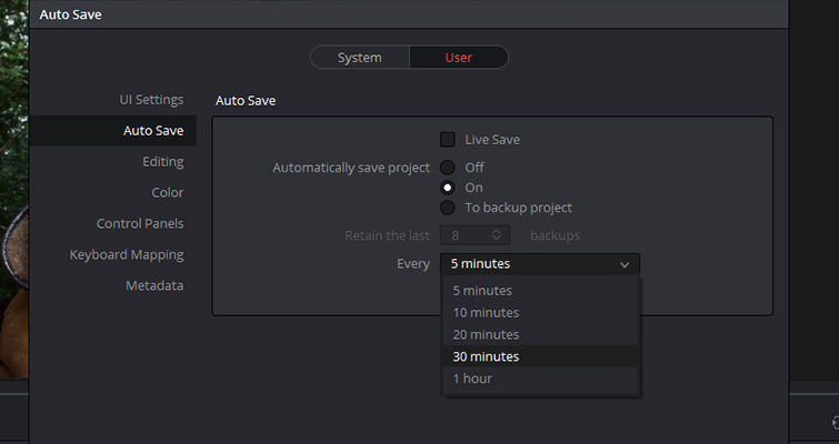 Get To Know DaVinci Resolve 14's Three Auto Save Functions — Settings