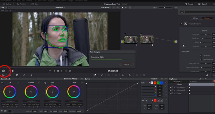 Working with DaVinci Resolve 14's Powerful Face Refinement Plug-in — Analyze Clip