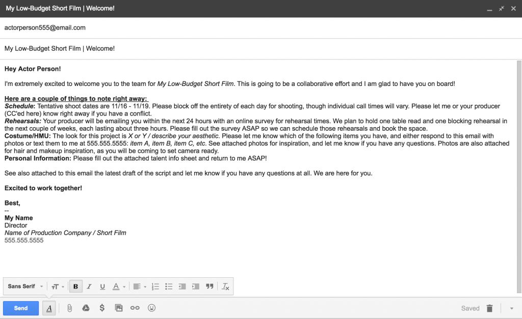 The Practical Guide to Managing Actors on a Low-Budget Shoot — Communications