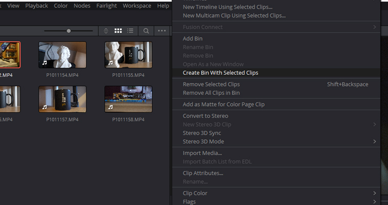 What You Need to Know About Resolve 14's Latest Media Page — Create Bin from Clip