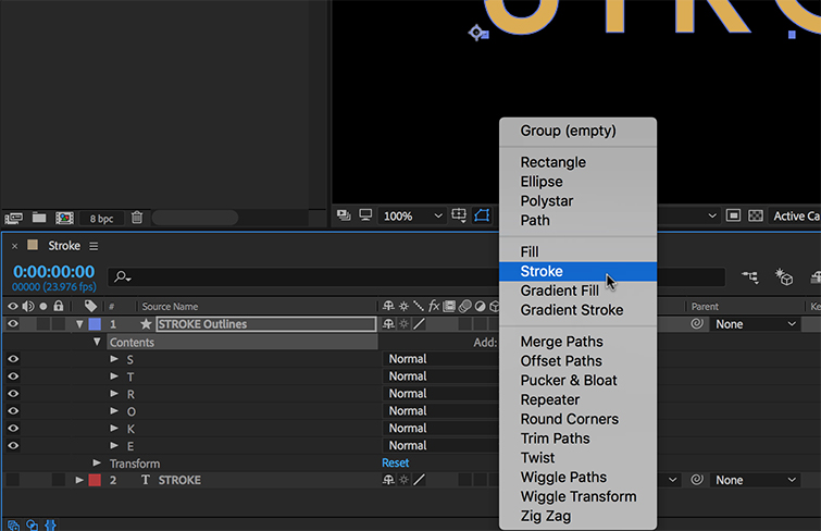 How to Animate a Text Stroke in Adobe After Effects — Add Stroke