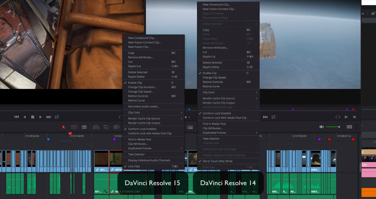 The New Features of DaVinci Resolve 15's Edit Page — Contextual Menus