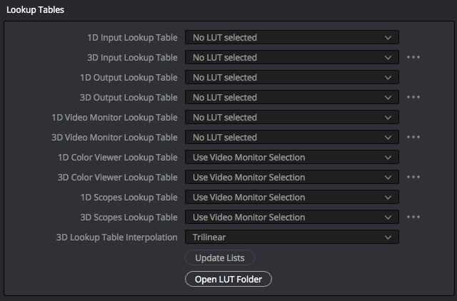 adding LUTs to Resolve