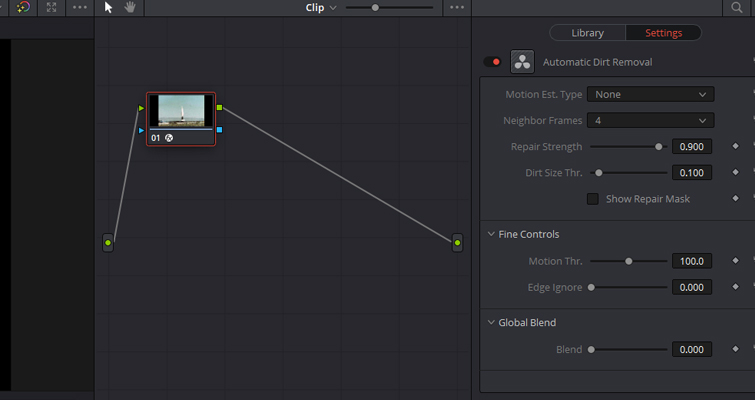 Revive Your Footage With Resolve 15's Automatic Dirt Repair and Dust Buster Tools — Main Controls Revive Your Footage With Resolve 15's Automatic Dirt Repair and Dust Buster Tools — Main Controls