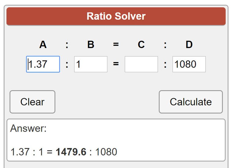 Academy Ratio Calculator 
