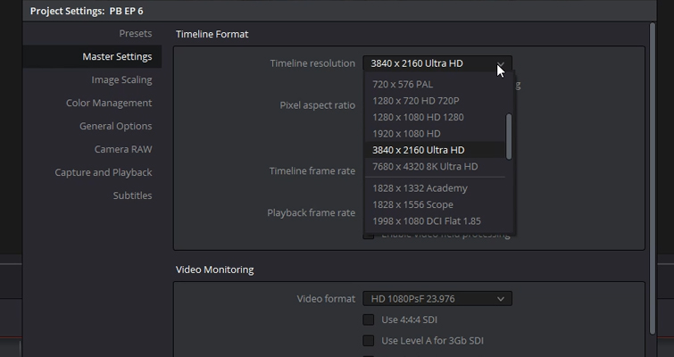 DaVinci Resolve 15 Video Crash Course — Basic Settings — Project Settings