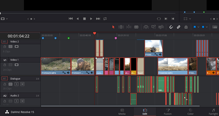 Using the Track Select Forward Tool in DaVinci Resolve 15 — All Clips