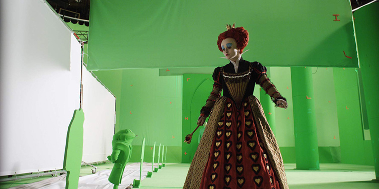 Alice in Wonderland filmed with a green screen