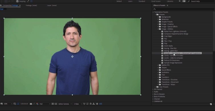 Key Green Screen Footage in After Effects - Apply Preset