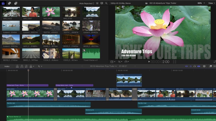  Top 4 Video Editing Programs for YouTubers in 2024 - Final Cut Pro X user interface and workflow