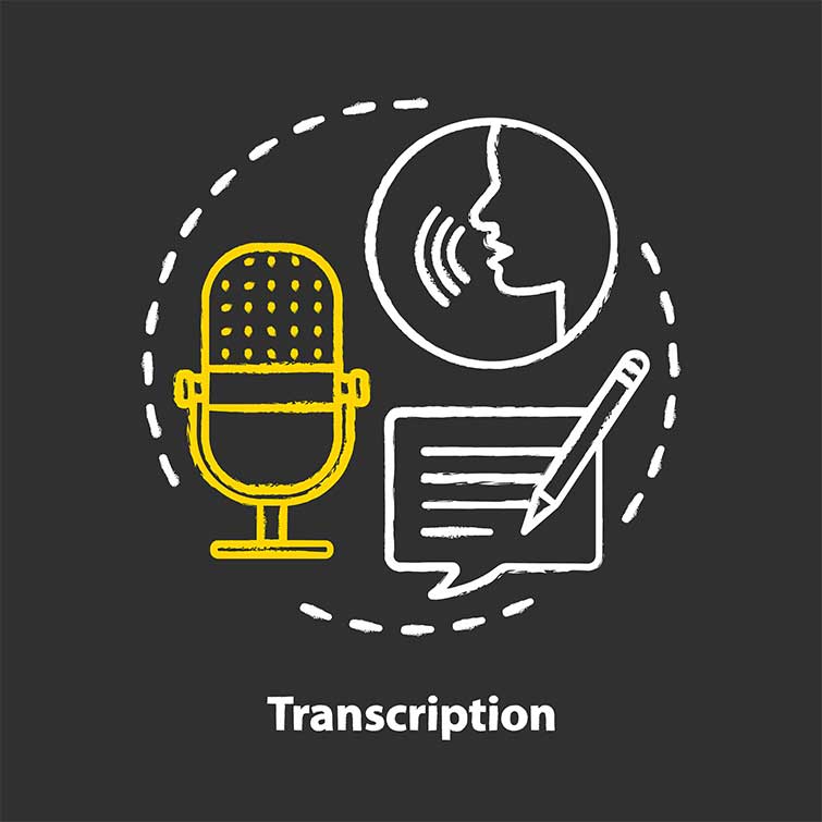 Illustration of audio files conversion into text format