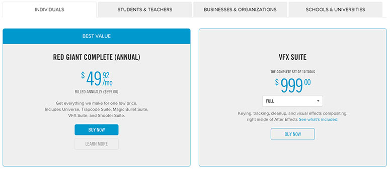 Red Giant VFX Suite 1.5: Lens Distortion Plus More Tools for After Effects — Red Giant Pricing Options