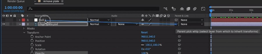 Remove logos from footage: Use the pick whip to link the still frame to the tracked Null object. Remove logos from footage: Use the pick whip to link the still frame to the tracked Null object.