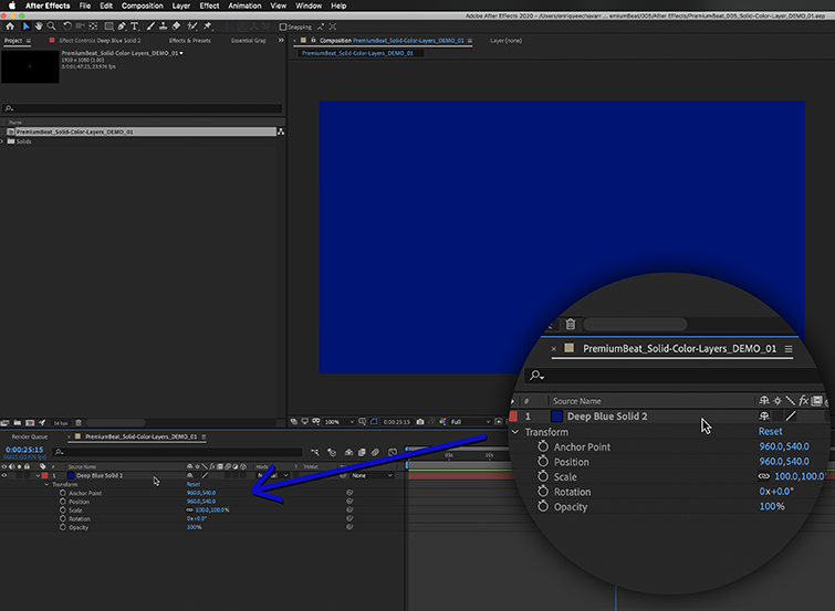 A Solid Color Layer inside After Effects.