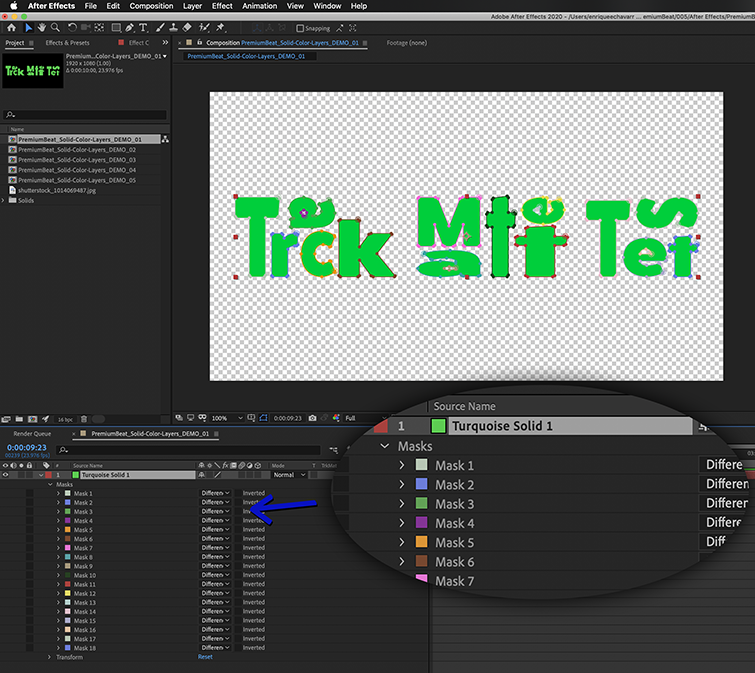 A vector art pasted onto a layer in After Effects becomes several editable Mask Paths.