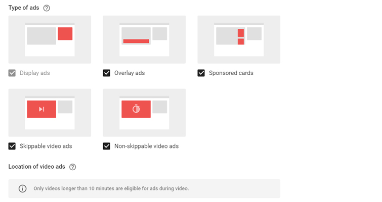Types of ads on YouTube