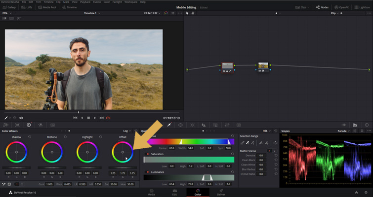 DaVinci Resolve: Offset Wheel DaVinci Resolve: Offset Wheel