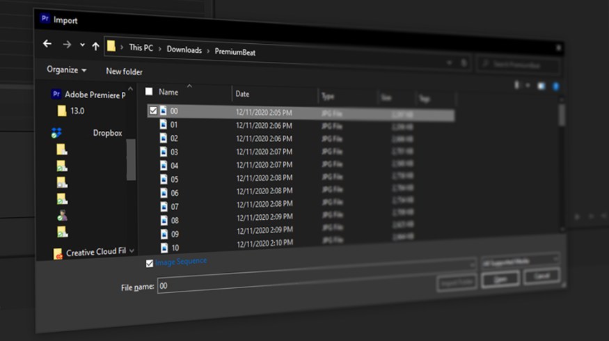 Create a Video Time-lapse from an Image Sequence in Premiere Pro
