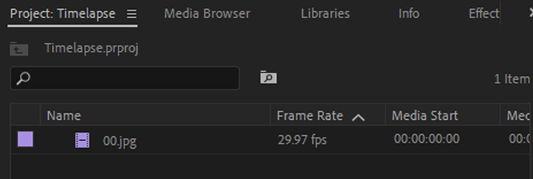 Create a Video Time-lapse from an Image Sequence in Premiere Pro - Open