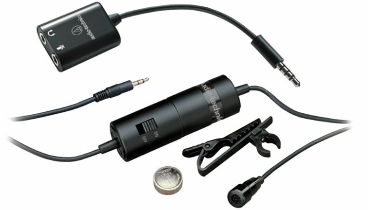 The Audio-Technica ATR-3350iS Lav Mic
