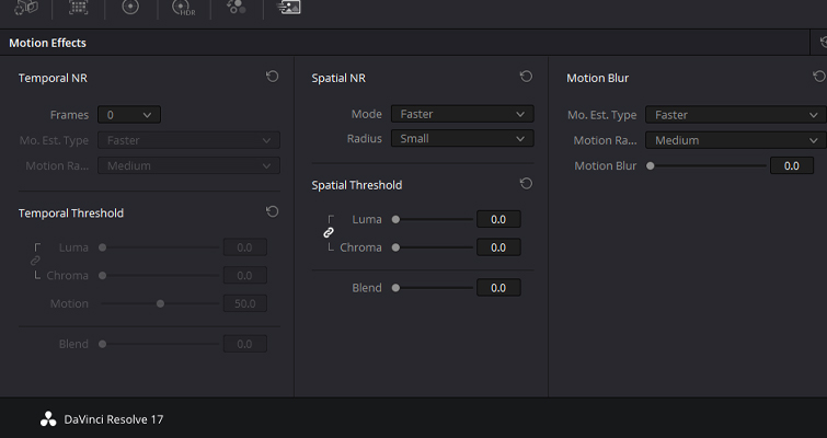 Noise Reduction panel