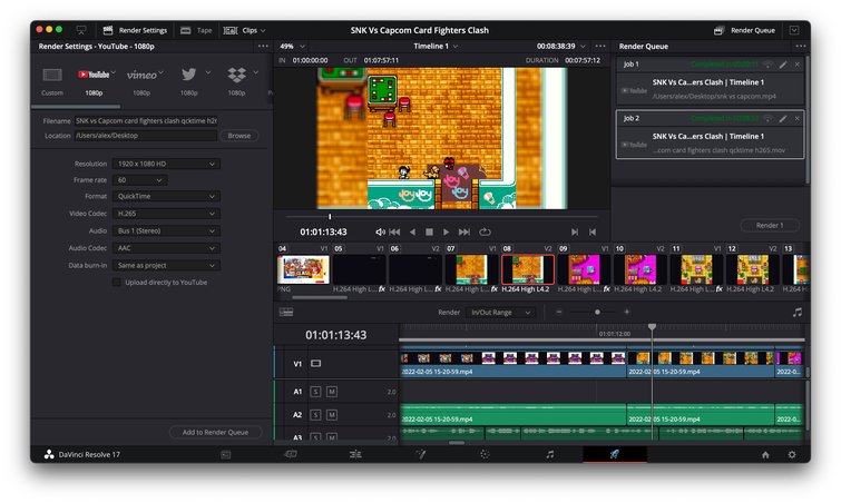 Screenshot of the render speed of the M1